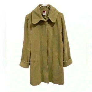 Vintage‎ Rodier Camel Wool Cashmere Angora Button Down Pea Swing Coat T44